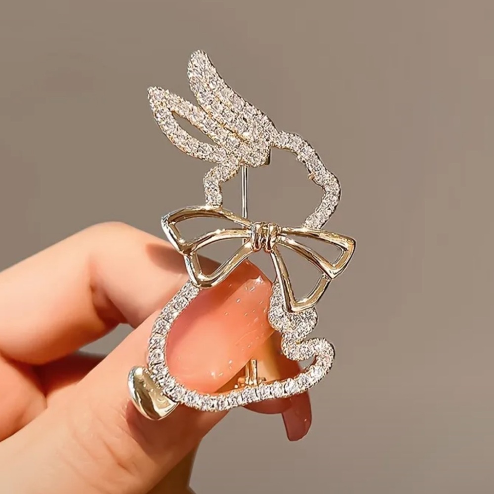 Cute Bunny Rhinestone Brooch, Easter Bunny Brooch, Easter Brooch
